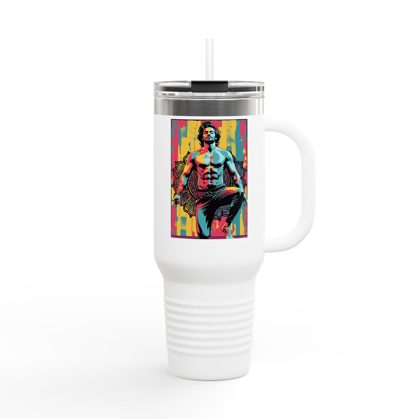 Colorful Insulated Travel Mug | 40oz, Travel Cup for Coffee, Vibrant Drinkware, Fitness Mug, Gifts for Him, Art Travel Mug