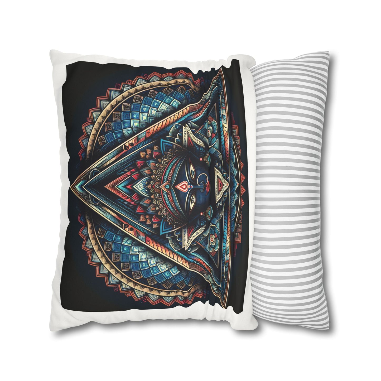 Bohemian Decorative Pillow, Square Faux Suede Cushion, Spiritual Home Décor, Mandala Art Accent Pillow, Unique Gift Idea