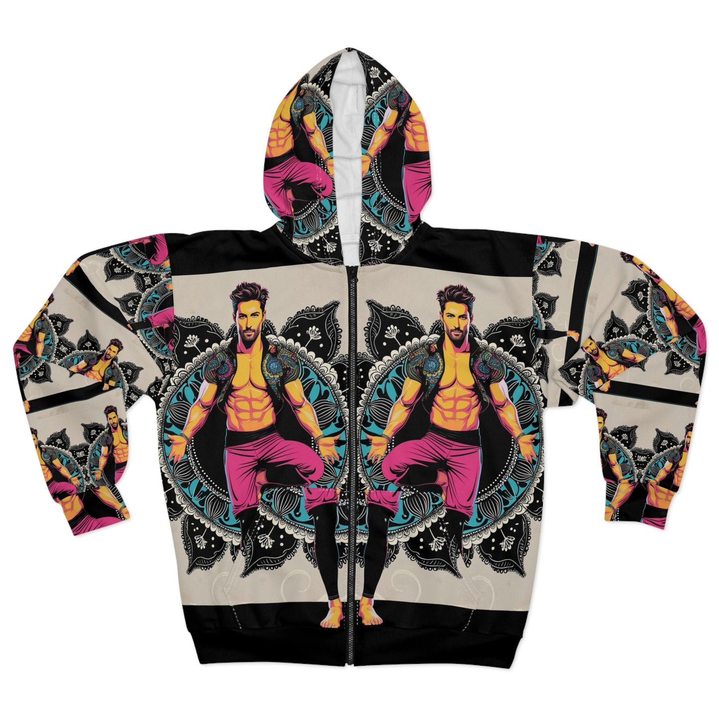 Vibrant Artistic Unisex Zip Hoodie, Colorful Zip Up, Comfortable Wear, Gift for Art Lovers, Casual Streetwear, Unique Fashion Statement
