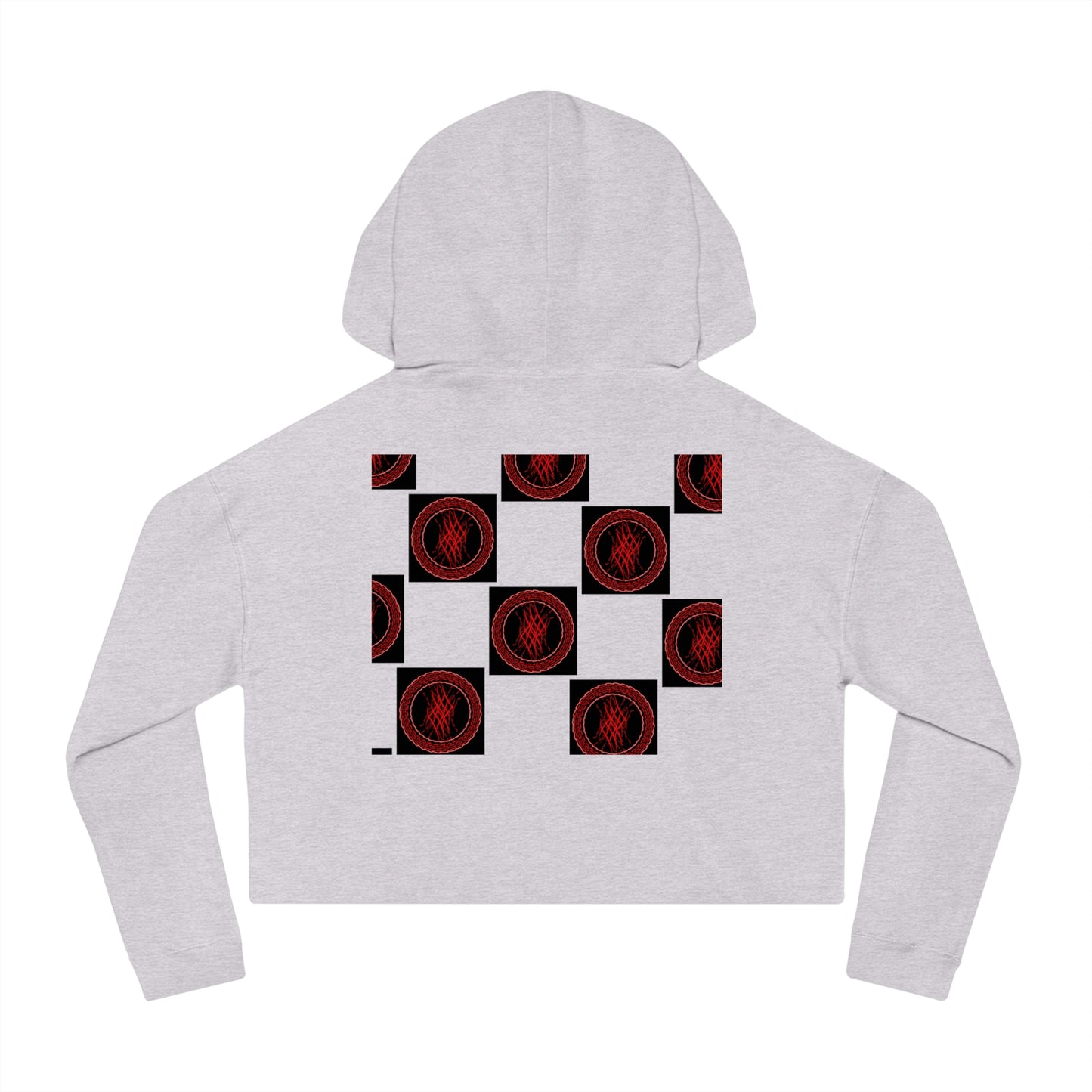 Chic Women's Cropped Hoodie with Abstract Red Design, Stylish Streetwear, Trendy Layering Piece, Perfect Gift for Her, Cozy Casual Wear