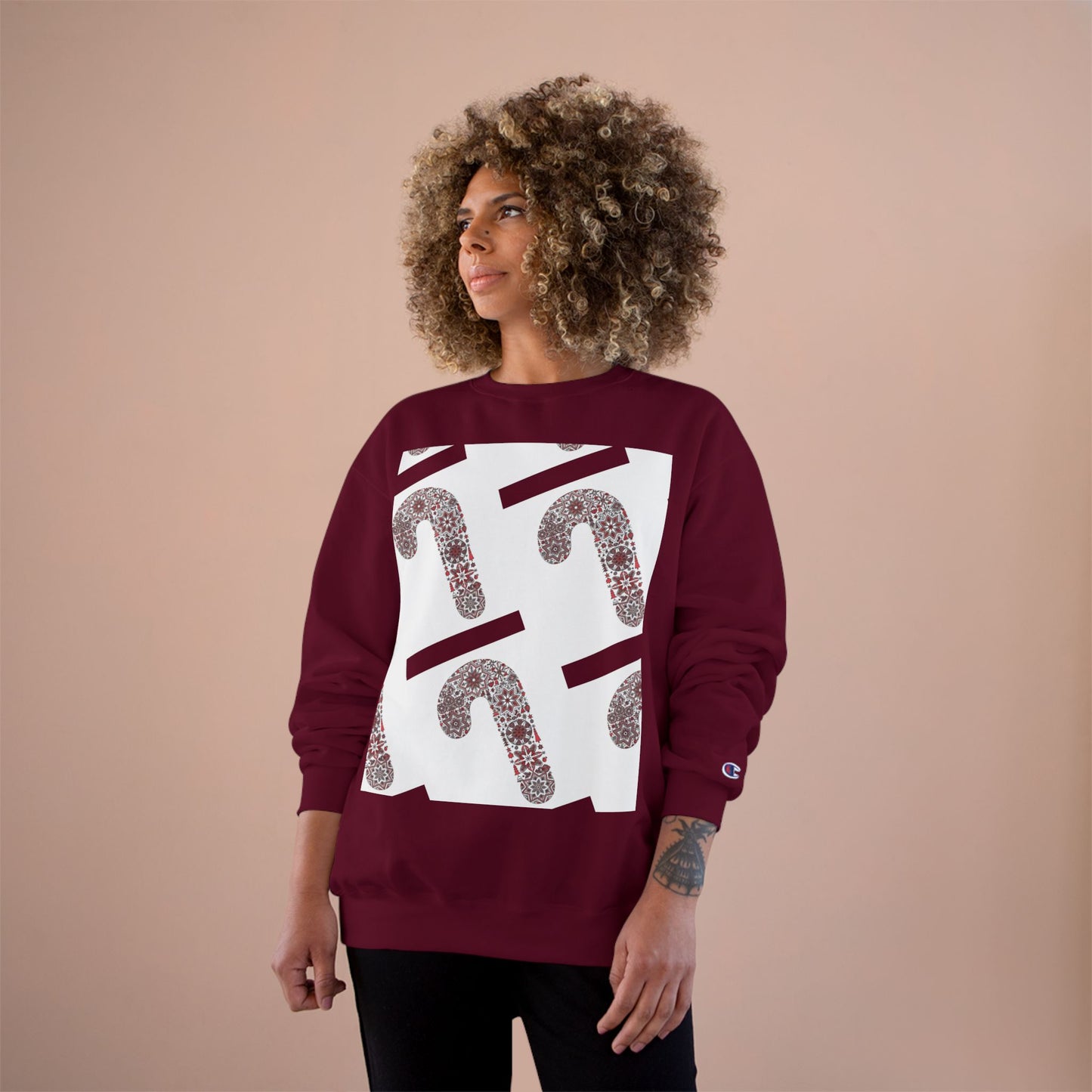 Candy Cane Champion Sweatshirt | Cozy Holiday Apparel, Christmas Sweater, Gift for Her, Winter Fashion, Festive Outfit