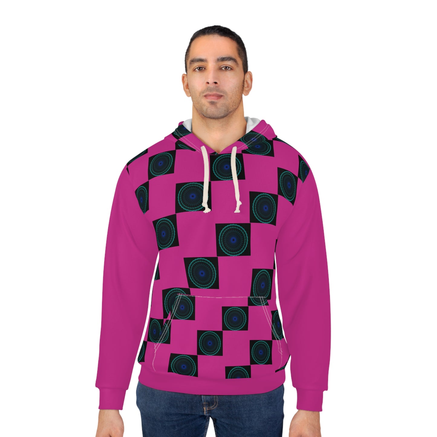 Geometric Pattern Pullover Hoodie, Unisex Abstract Sweatshirt, Chic Casual Wear, Cozy Layer, Gift for Her, Him, Fashion Statement