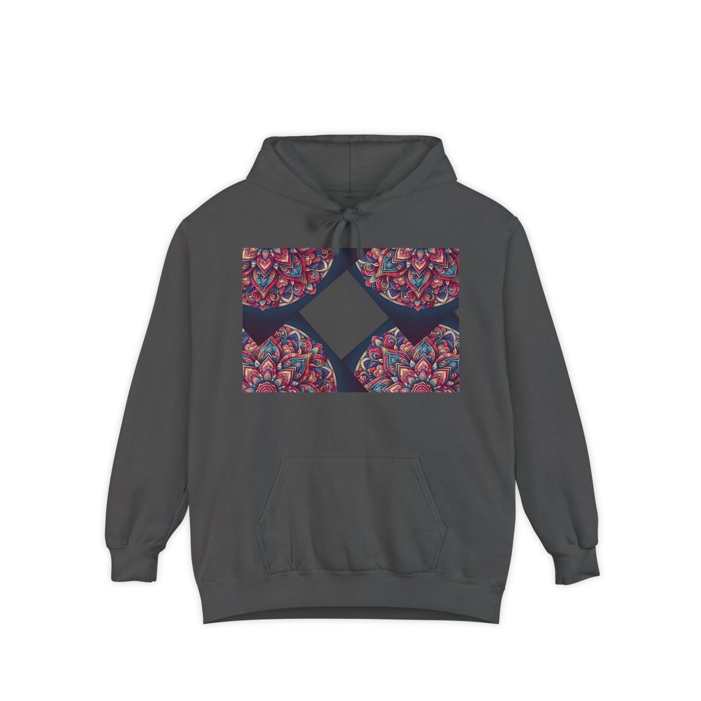 Garment-Dyed Mandala Hoodie - Cozy Floral Art Sweatshirt