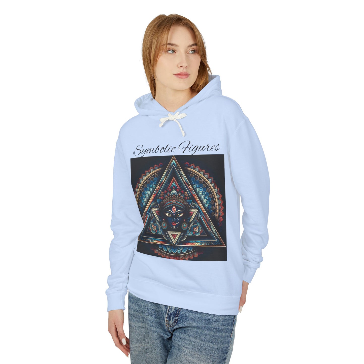 Vibrant Artistic Hoodie, Symbolic Figures Design, Lightweight Sweatshirt for Casual Wear, Unique Gift for Art Lovers, Cozy Unisex Clothing
