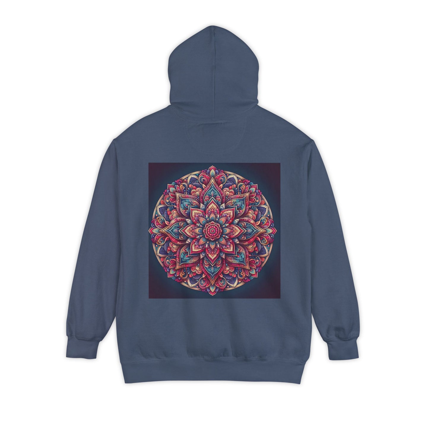 Garment-Dyed Mandala Hoodie - Cozy Floral Art Sweatshirt