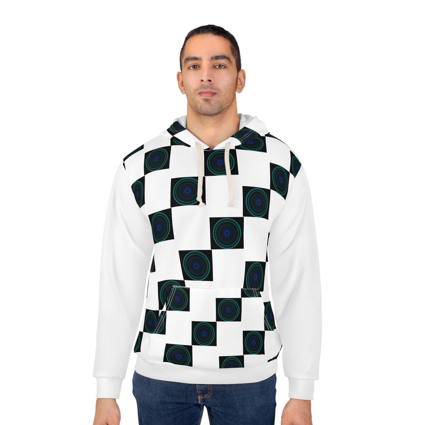Geometric Pattern Pullover Hoodie, Unisex Abstract Sweatshirt, Chic Casual Wear, Cozy Layer, Gift for Her, Him, Fashion Statement