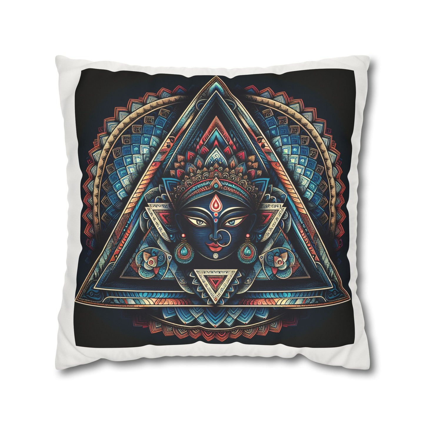 Bohemian Decorative Pillow, Square Faux Suede Cushion, Spiritual Home Décor, Mandala Art Accent Pillow, Unique Gift Idea