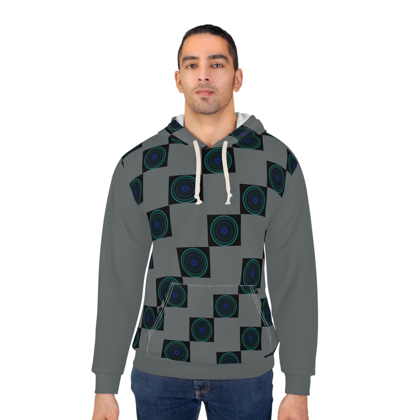 Geometric Pattern Pullover Hoodie, Unisex Abstract Sweatshirt, Chic Casual Wear, Cozy Layer, Gift for Her, Him, Fashion Statement