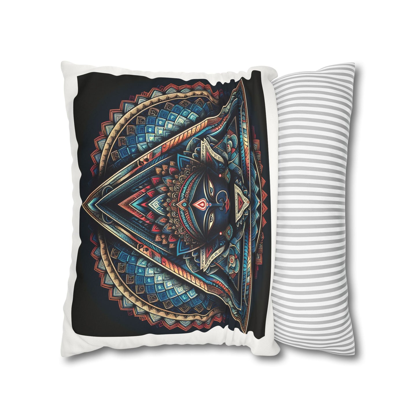 Bohemian Decorative Pillow, Square Faux Suede Cushion, Spiritual Home Décor, Mandala Art Accent Pillow, Unique Gift Idea