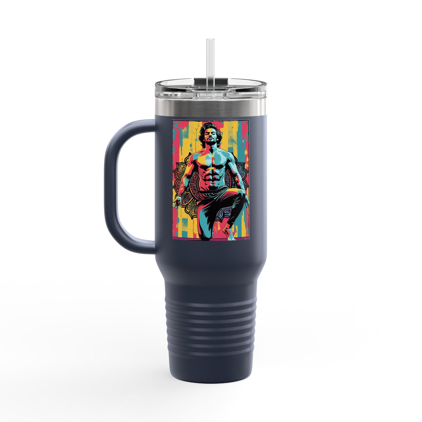Colorful Insulated Travel Mug | 40oz, Travel Cup for Coffee, Vibrant Drinkware, Fitness Mug, Gifts for Him, Art Travel Mug