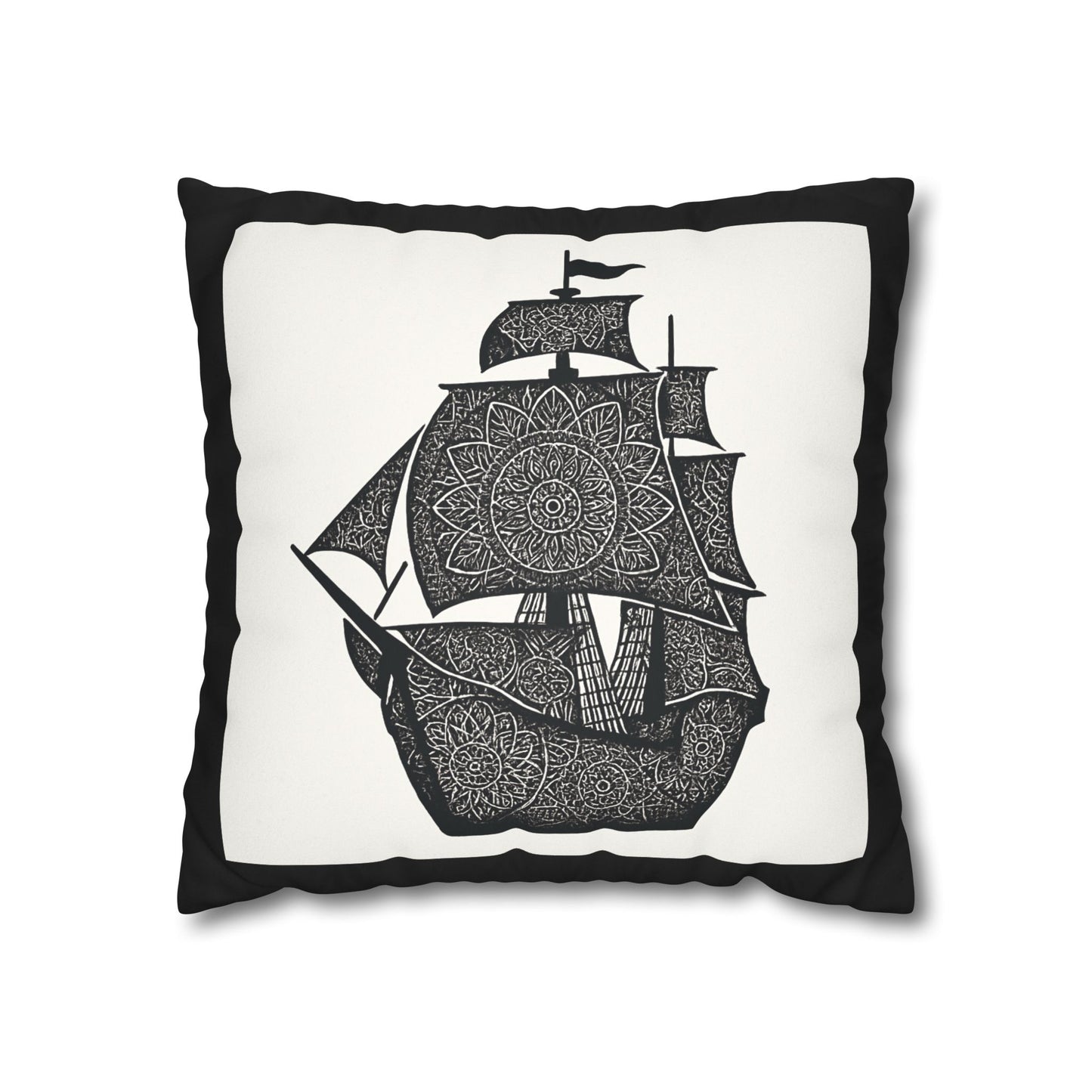Nautical Mandala Pillowcase, Decorative Throw, Boat Decor, Bohemian Home Accent, Gift for Sailors, Ocean Lover's Home