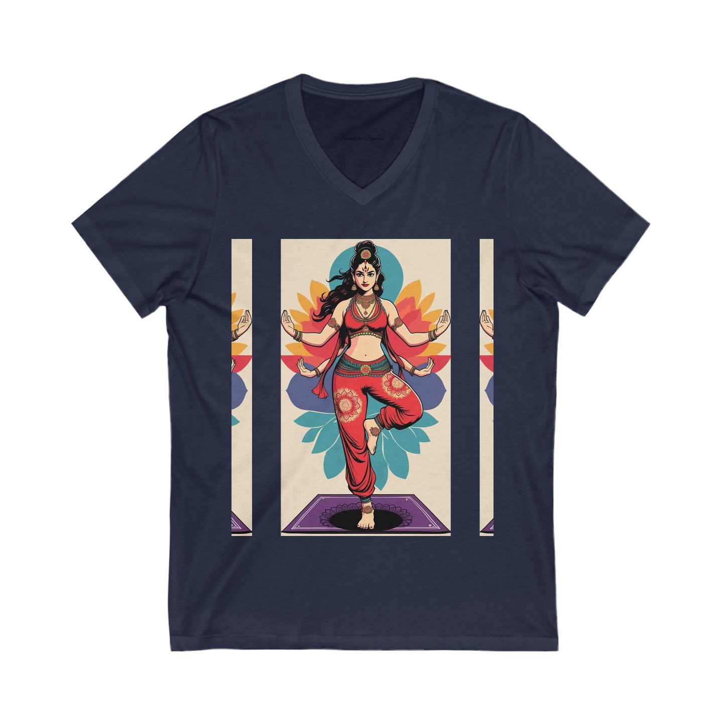 Colorful V-Neck Tee | Artistic T-Shirt, Unique Graphic Top, Casual Wear, Gift for Art Lovers, Summer Fashion