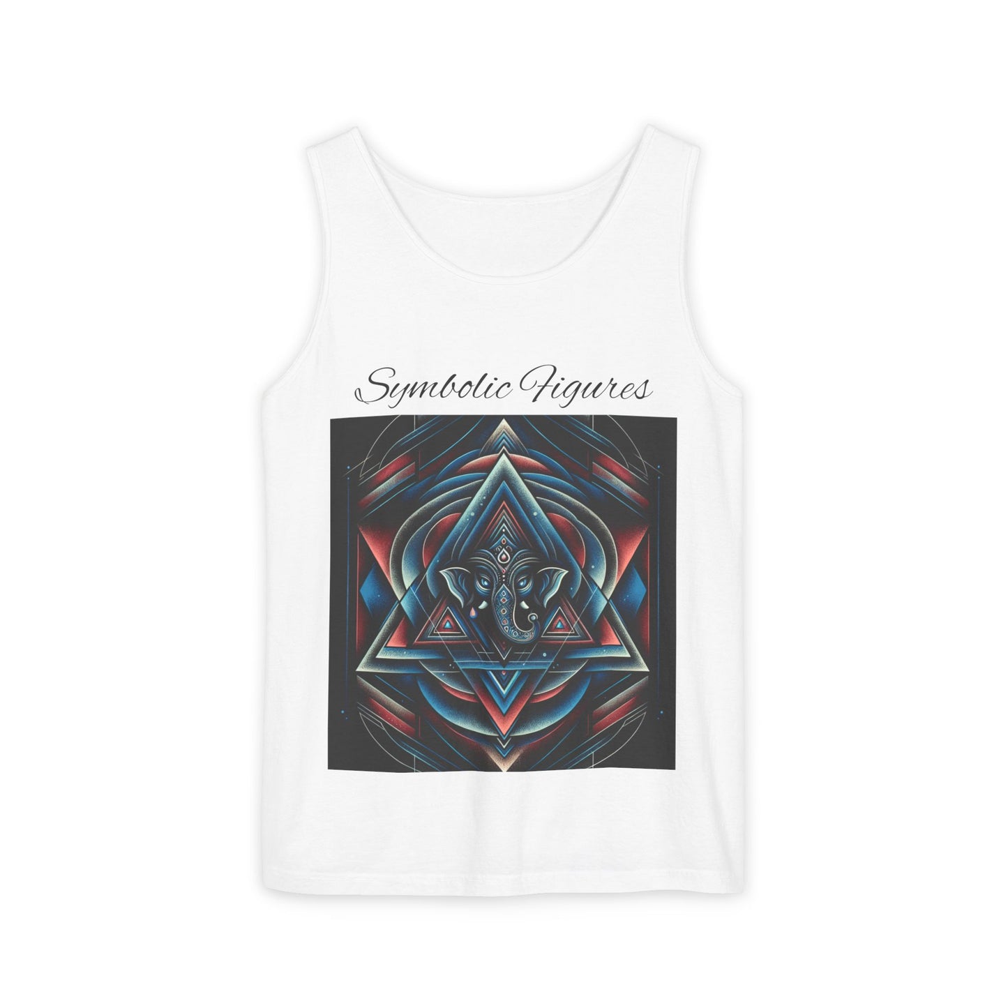 Symbolic Figures Unisex Garment-Dyed Tank Top, Boho Style Tee, Festival Wear, Yoga Shirt, Spiritual Gift