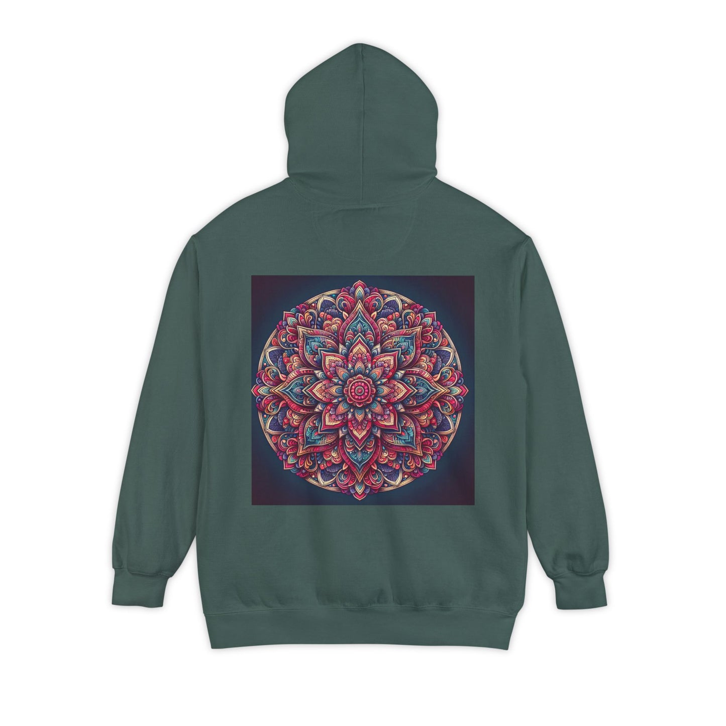 Garment-Dyed Mandala Hoodie - Cozy Floral Art Sweatshirt