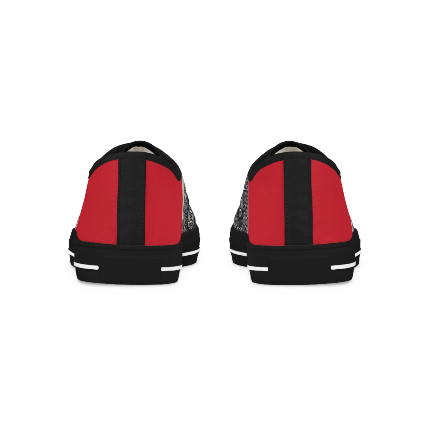 Stylish Men's Low Top Sneakers with Artistic Black & Red Design