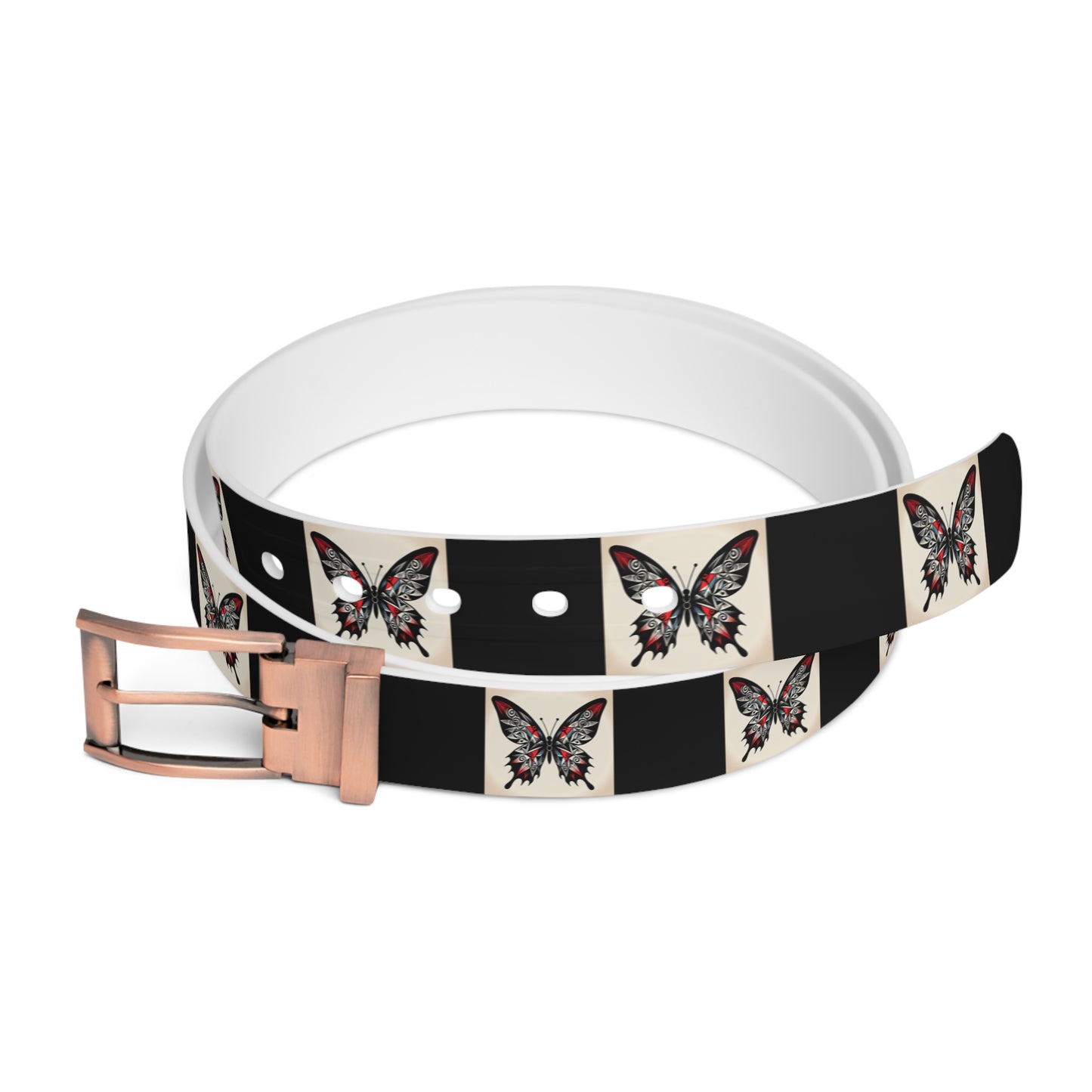Butterfly Print Belt, Stylish Fashion Accessory, Vegan Leather Adjustable Belt for Women, Unique Gift for Her, Boho Chic Style