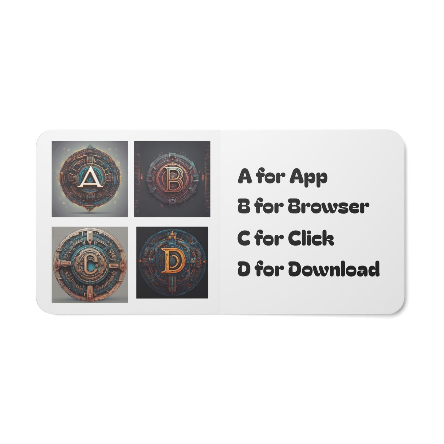 A–Z Cyber Mandala Board Book — Alphabet of Computer & Tech Words