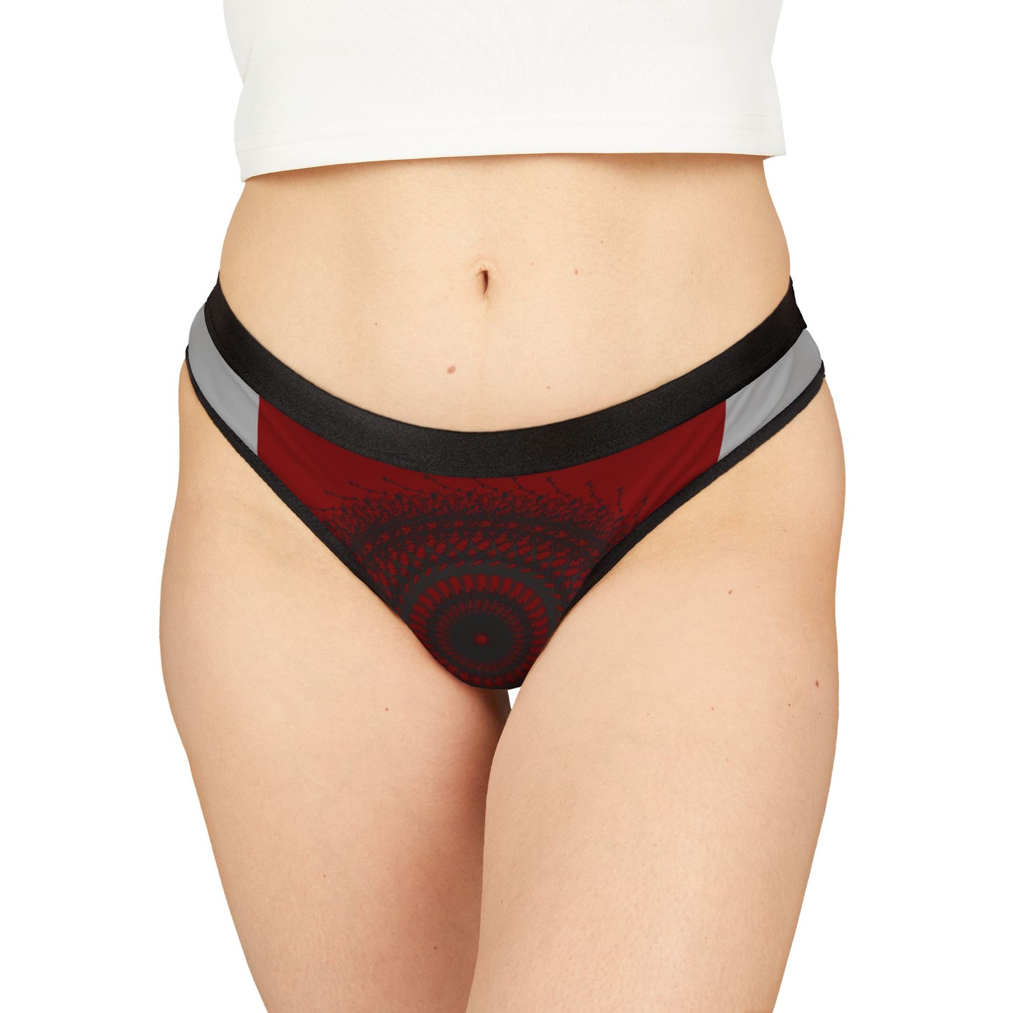 Stylish Women's Thongs with Abstract Red Design