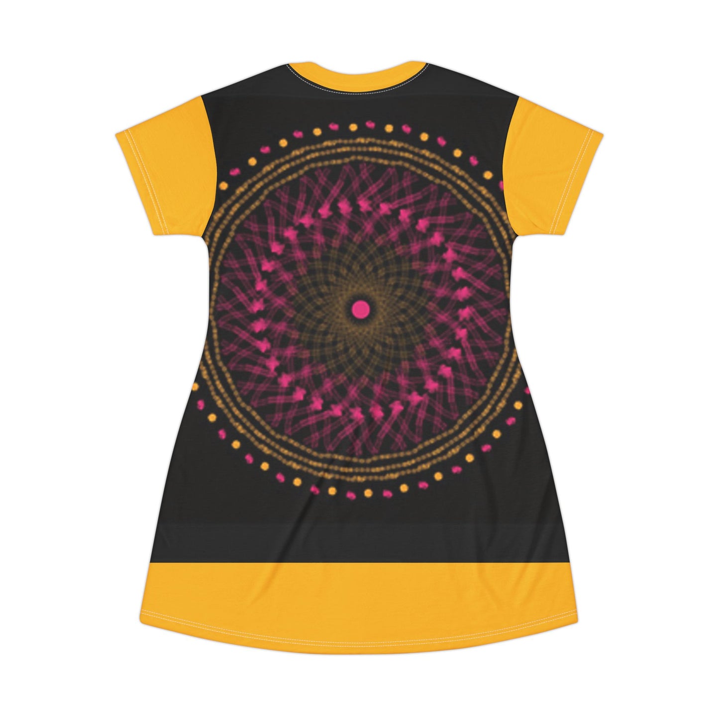 Vibrant Mandala T-Shirt Dress, Boho Chic Style, Casual Summer Dress, Festival Wear, Unique Graphic Dress, Gift for Her