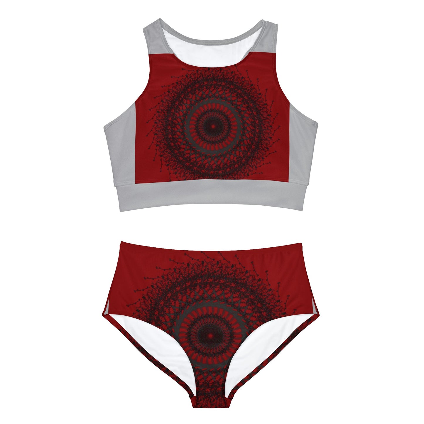 Sporty Red Mandala Bikini Set for Active Women