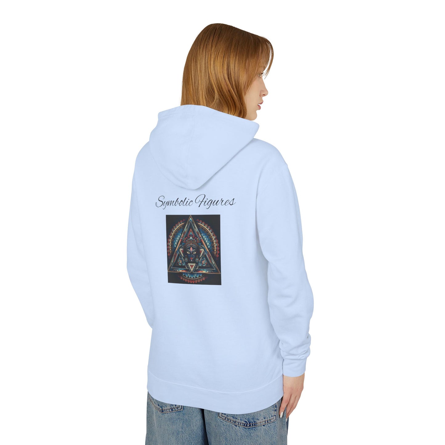 Vibrant Artistic Hoodie, Symbolic Figures Design, Lightweight Sweatshirt for Casual Wear, Unique Gift for Art Lovers, Cozy Unisex Clothing