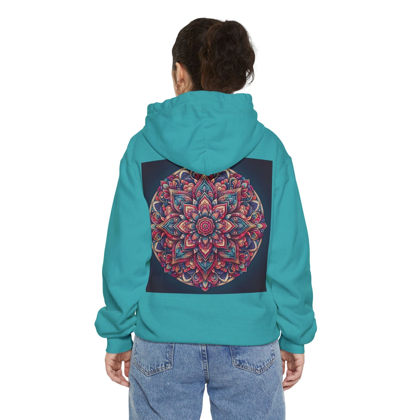 Garment-Dyed Mandala Hoodie - Cozy Floral Art Sweatshirt