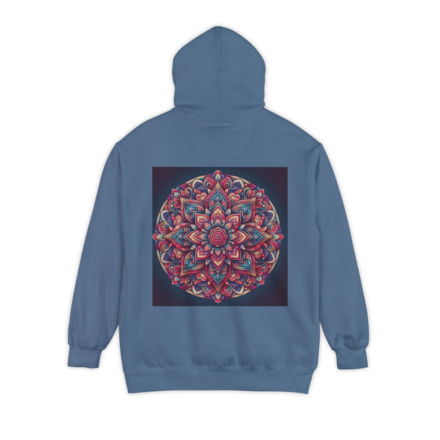 Garment-Dyed Mandala Hoodie - Cozy Floral Art Sweatshirt