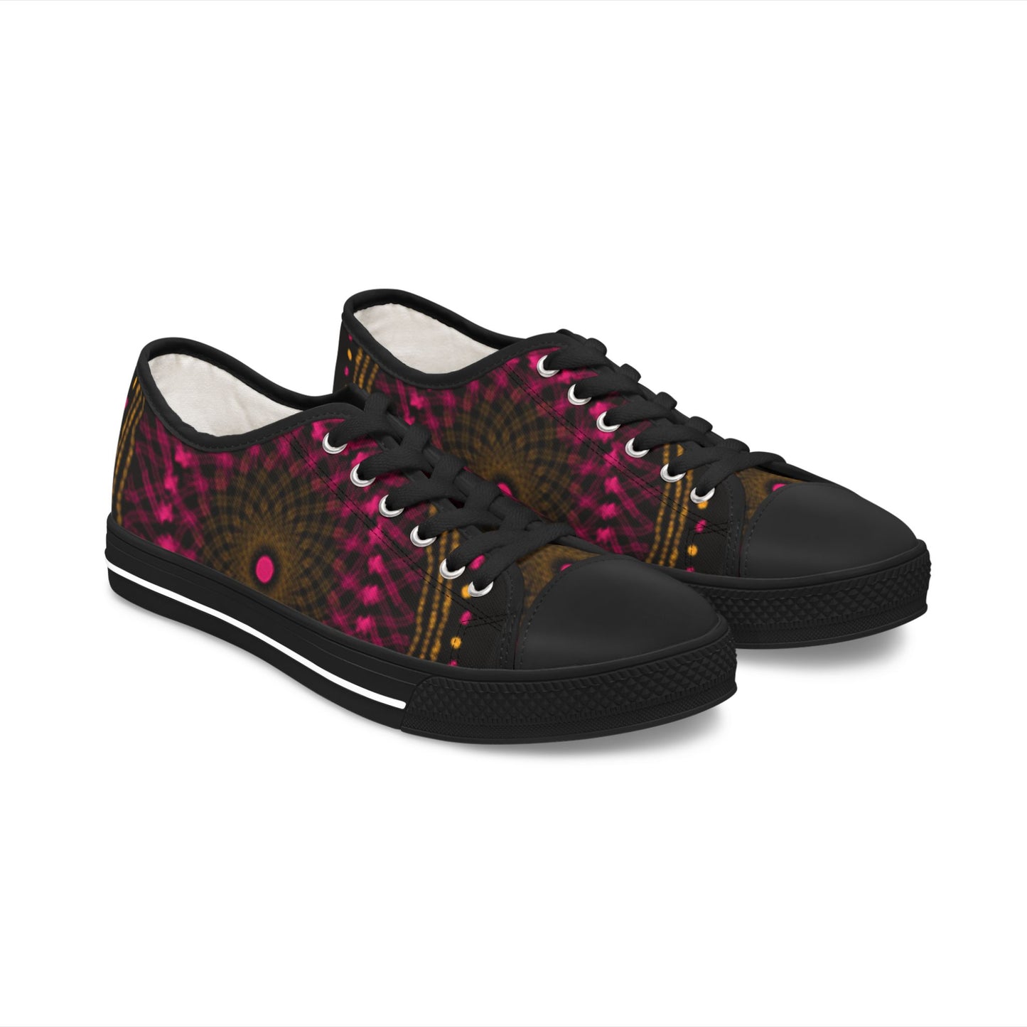 Women's Low Top Sneakers with Vibrant Mandala Design, Unique Casual Footwear, Colorful Everyday Shoes, Festival Sneakers, Trendy Art Shoes