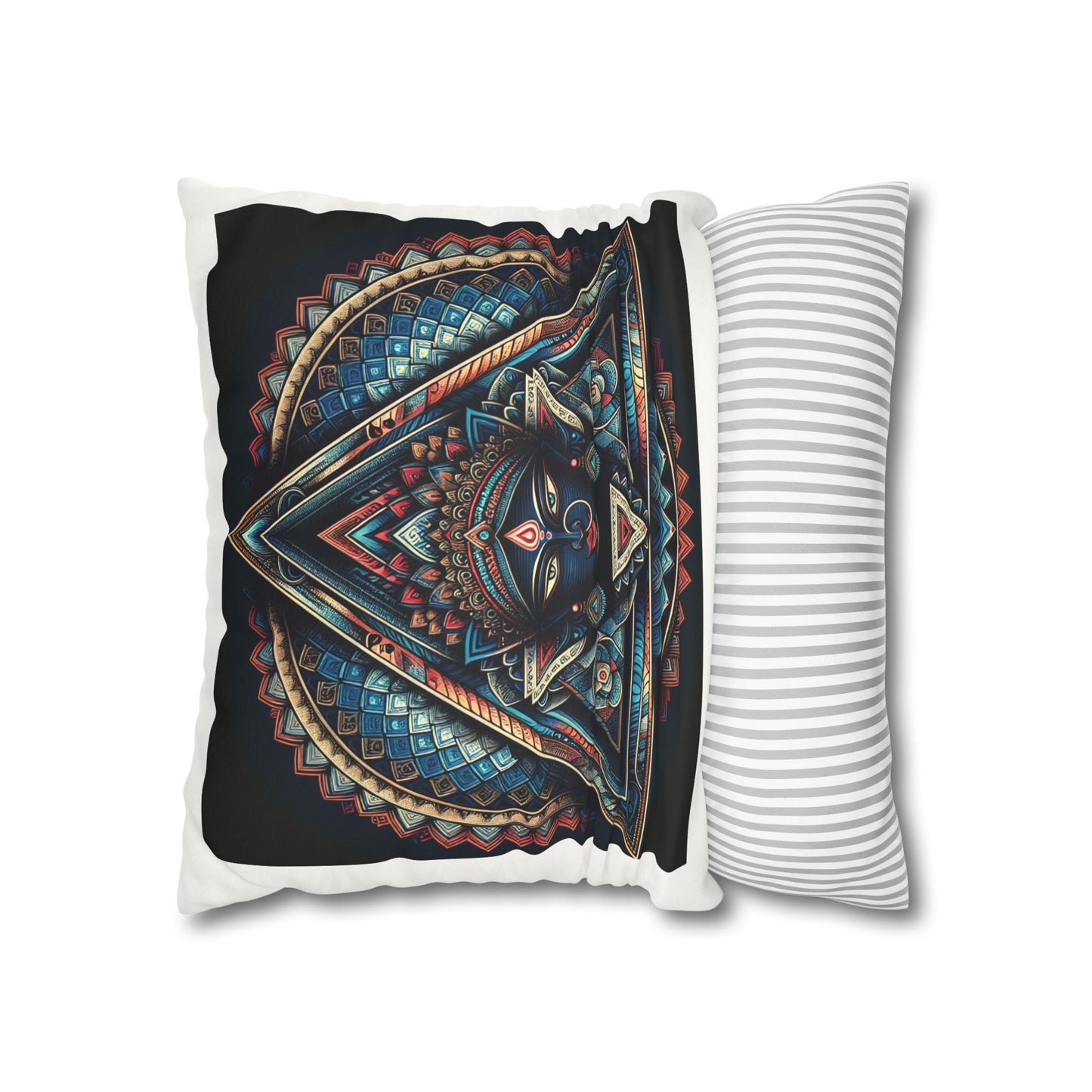Bohemian Decorative Pillow, Square Faux Suede Cushion, Spiritual Home Décor, Mandala Art Accent Pillow, Unique Gift Idea