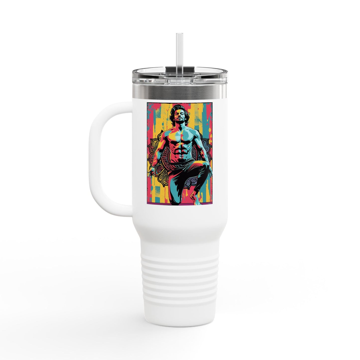 Colorful Insulated Travel Mug | 40oz, Travel Cup for Coffee, Vibrant Drinkware, Fitness Mug, Gifts for Him, Art Travel Mug