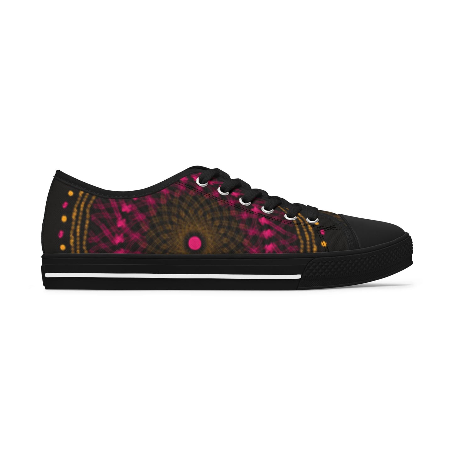 Women's Low Top Sneakers with Vibrant Mandala Design, Unique Casual Footwear, Colorful Everyday Shoes, Festival Sneakers, Trendy Art Shoes