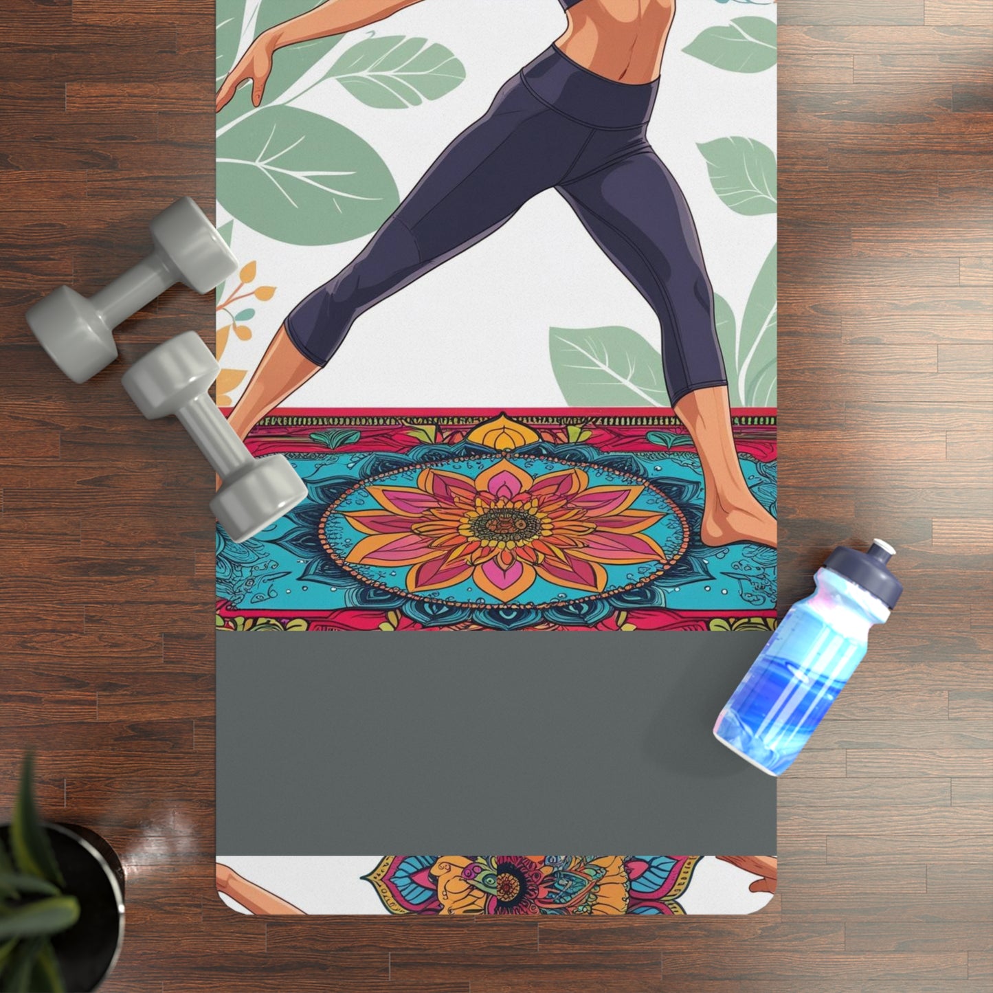Vibrant Rubber Yoga Mat with Mandala Design, Perfect for Home Workouts, Fitness Gifts, Mindfulness, Yoga Studios, Meditation