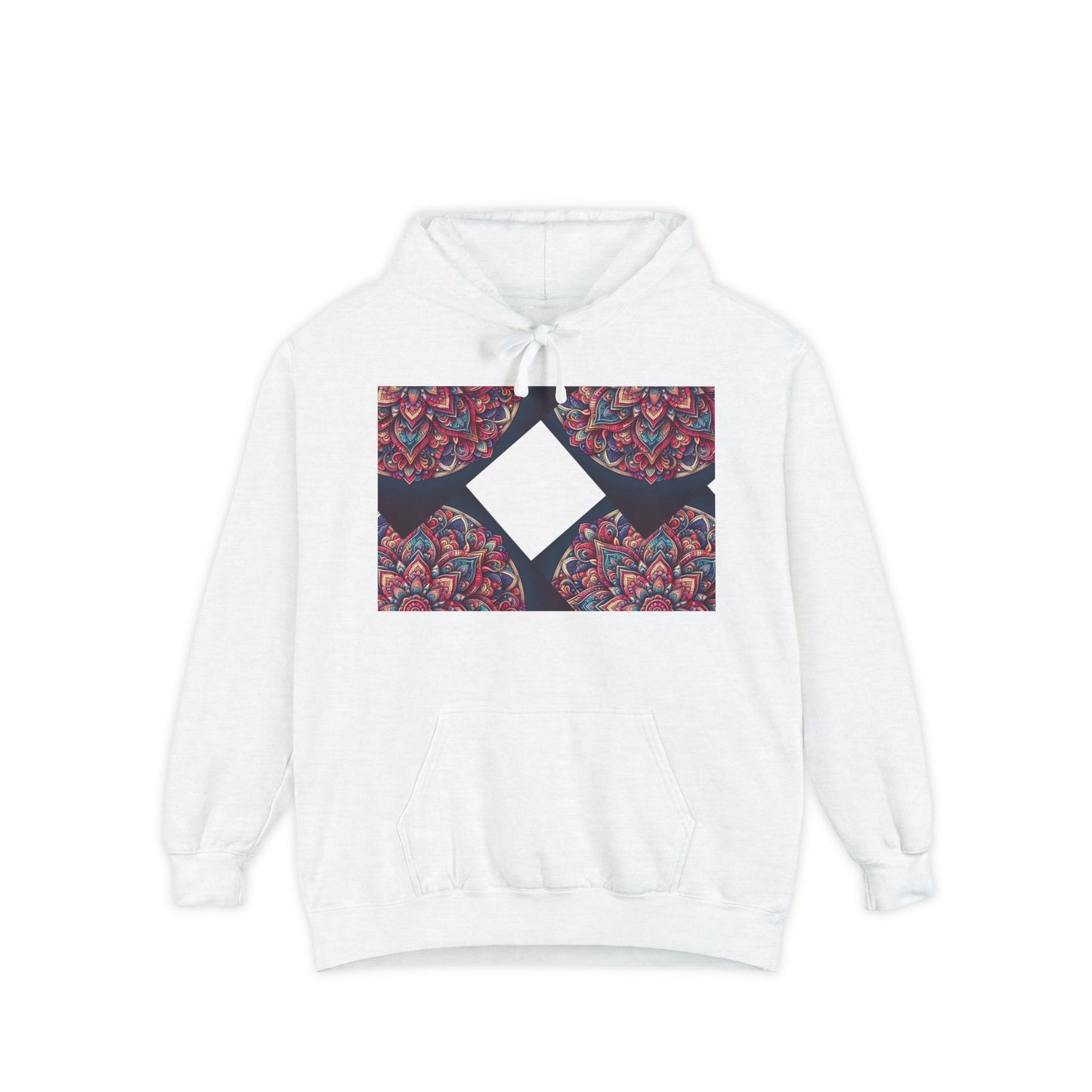 Garment-Dyed Mandala Hoodie - Cozy Floral Art Sweatshirt