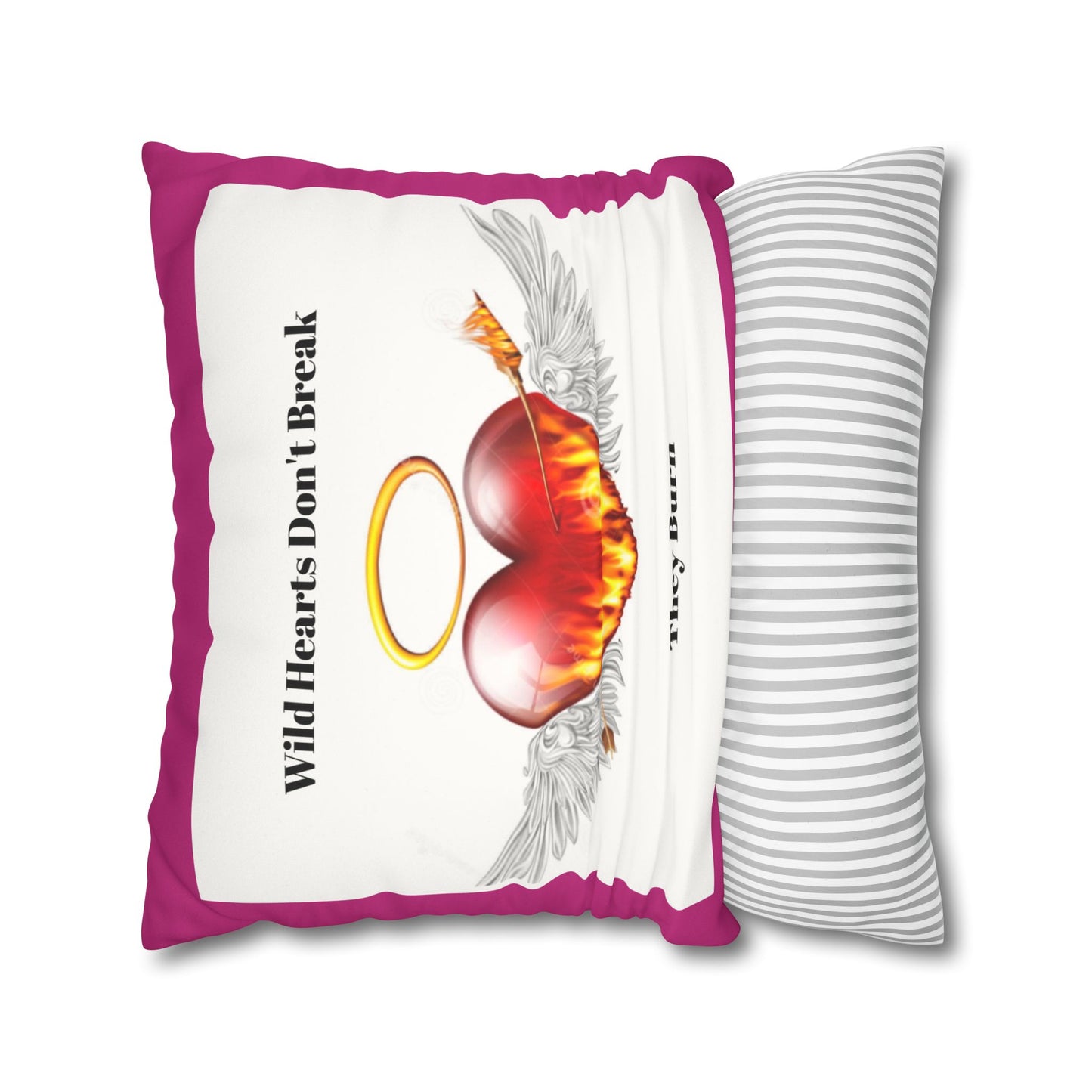 Wild Hearts Don't Break Faux Suede Pillowcase – Boho Decor for Heartfelt Spaces
