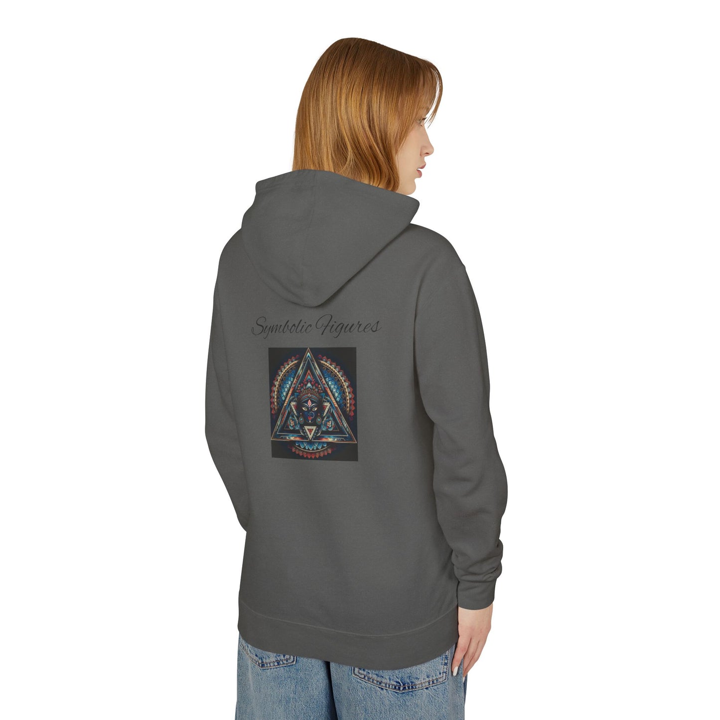 Vibrant Artistic Hoodie, Symbolic Figures Design, Lightweight Sweatshirt for Casual Wear, Unique Gift for Art Lovers, Cozy Unisex Clothing