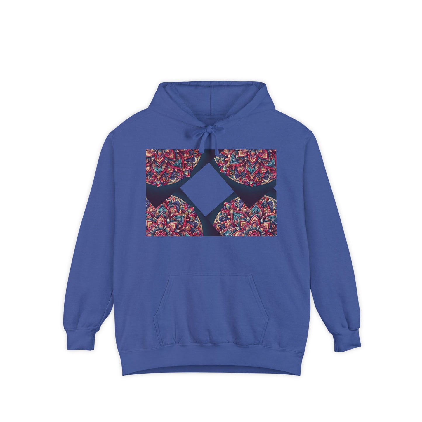 Garment-Dyed Mandala Hoodie - Cozy Floral Art Sweatshirt
