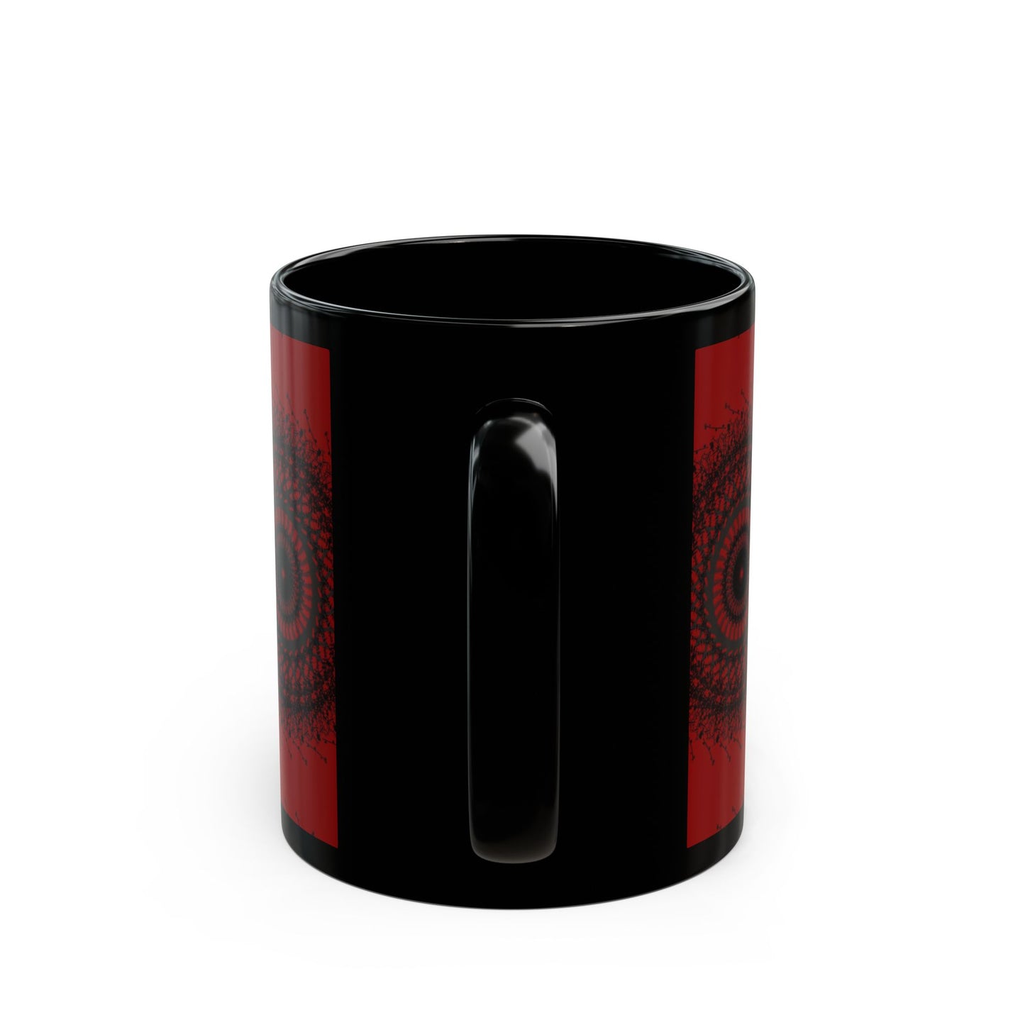 Red Mandala Black Mug - Artistic Tea/Coffee Cup for Home & Office