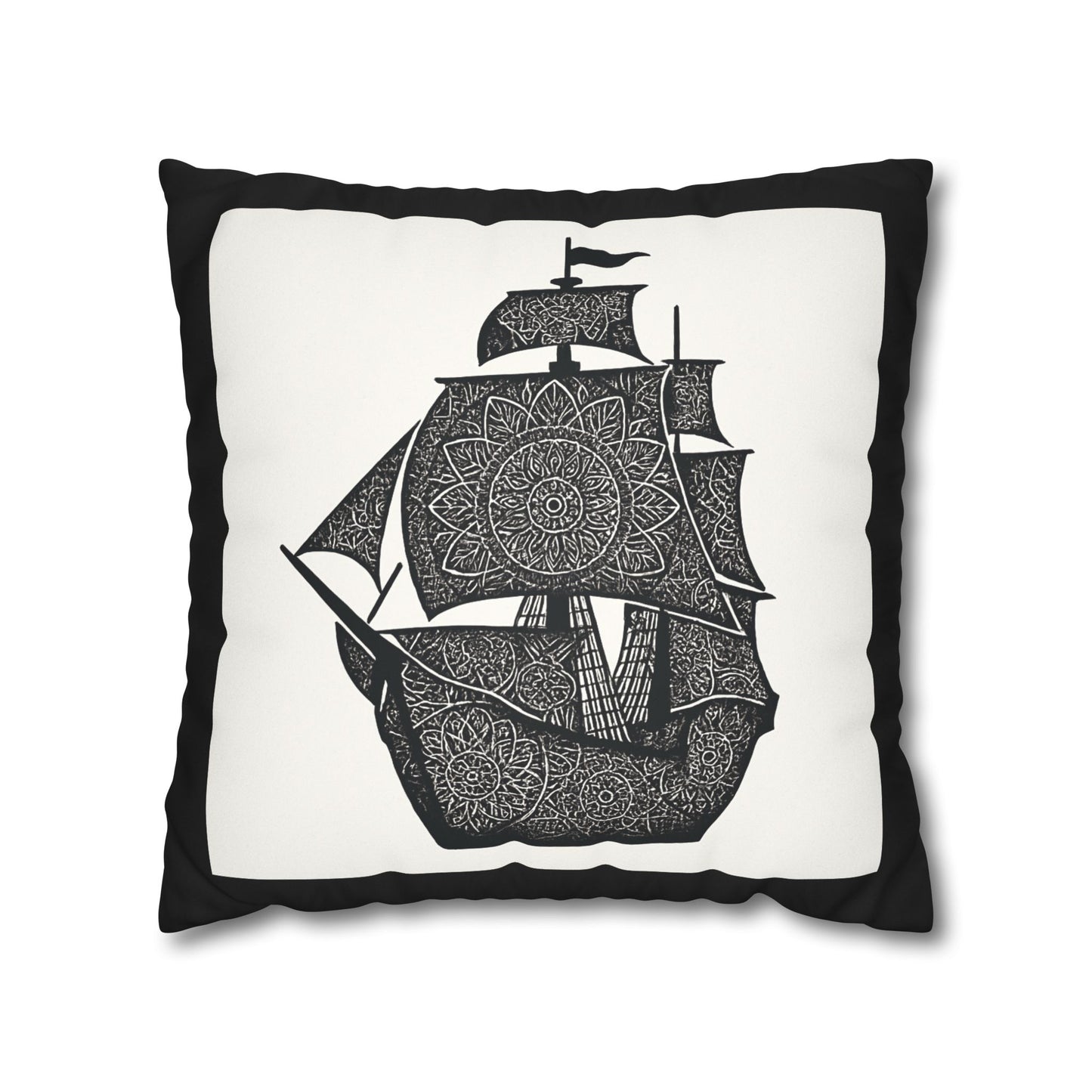 Nautical Mandala Pillowcase, Decorative Throw, Boat Decor, Bohemian Home Accent, Gift for Sailors, Ocean Lover's Home