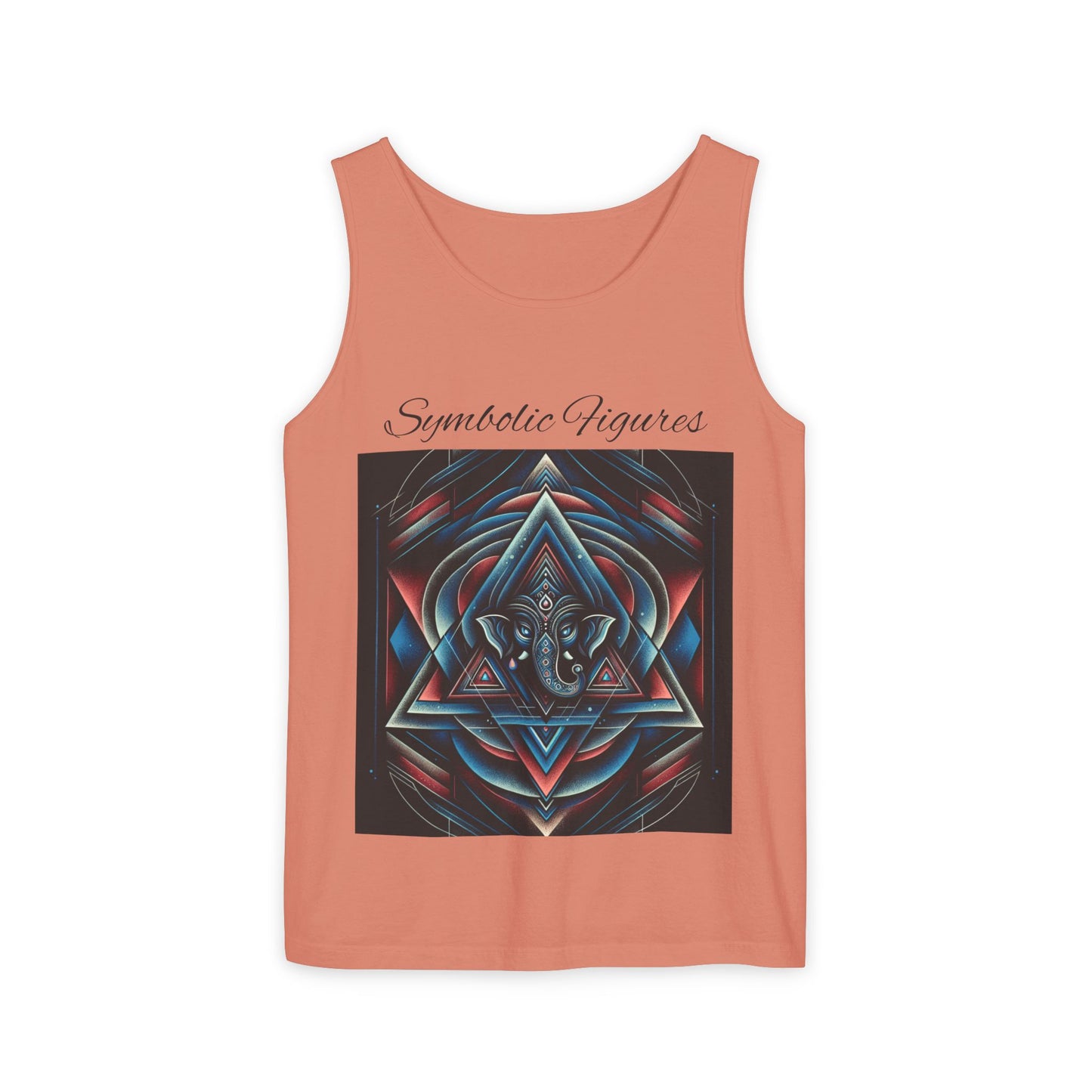 Symbolic Figures Unisex Garment-Dyed Tank Top, Boho Style Tee, Festival Wear, Yoga Shirt, Spiritual Gift