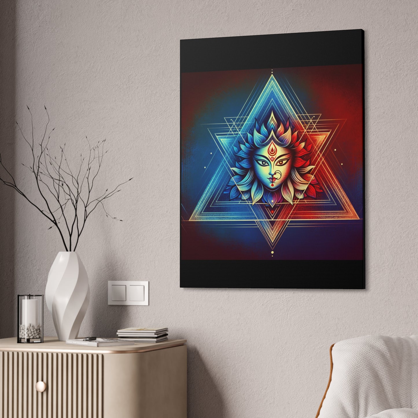 Durga Mandala Zen Triangle Canvas Print