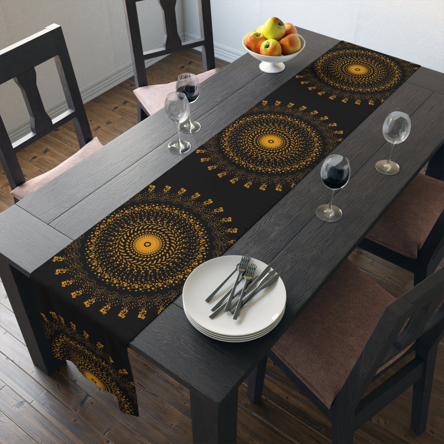 Elegant Gold Mandala Table Runner for Dining & Events
