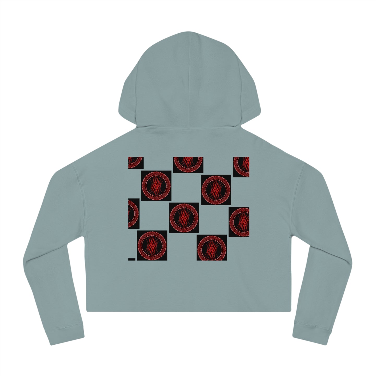 Chic Women's Cropped Hoodie with Abstract Red Design, Stylish Streetwear, Trendy Layering Piece, Perfect Gift for Her, Cozy Casual Wear