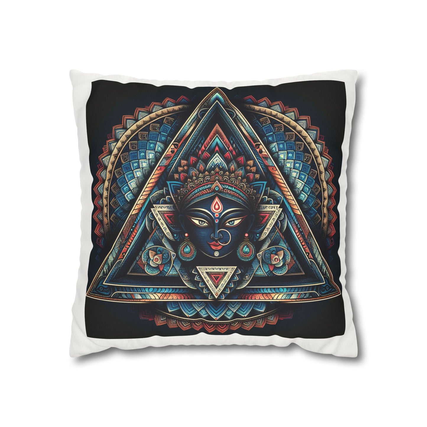 Bohemian Decorative Pillow, Square Faux Suede Cushion, Spiritual Home Décor, Mandala Art Accent Pillow, Unique Gift Idea
