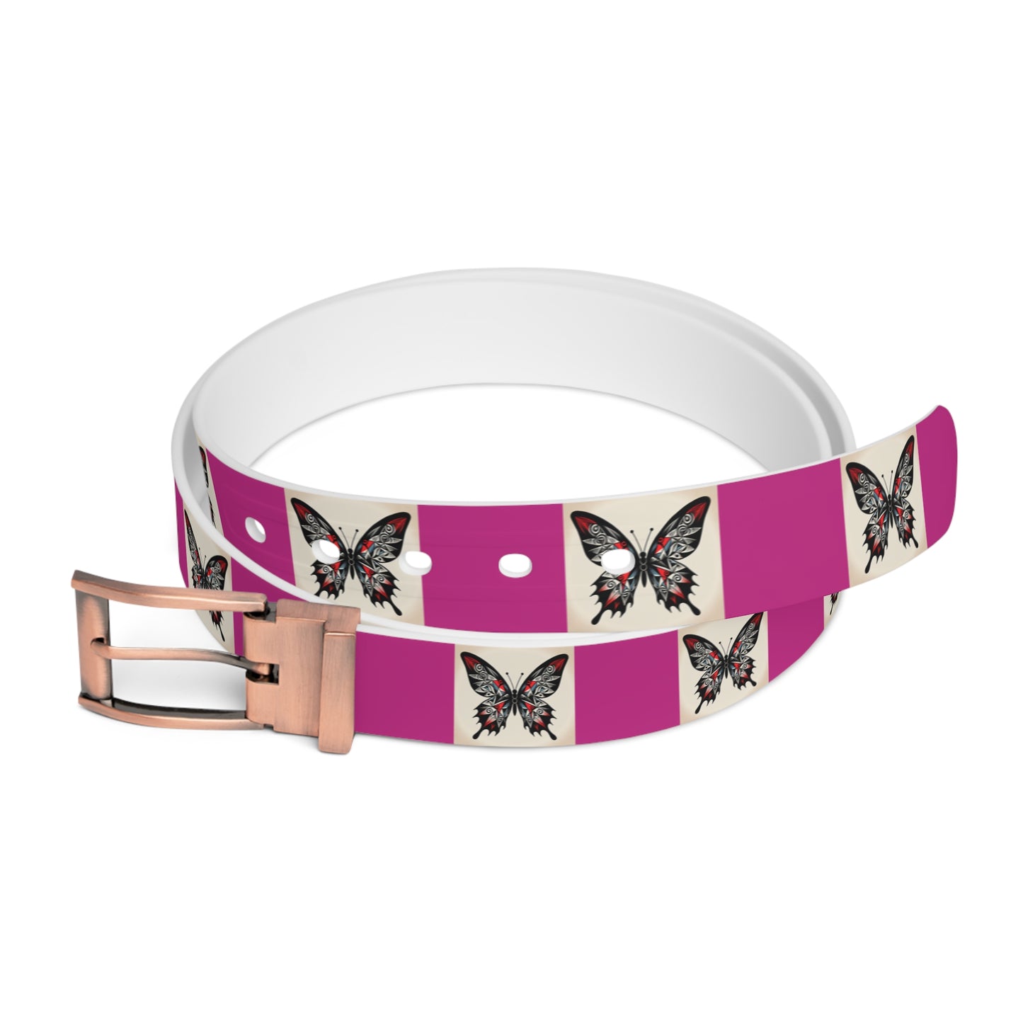 Butterfly Print Belt, Stylish Fashion Accessory, Vegan Leather Adjustable Belt for Women, Unique Gift for Her, Boho Chic Style
