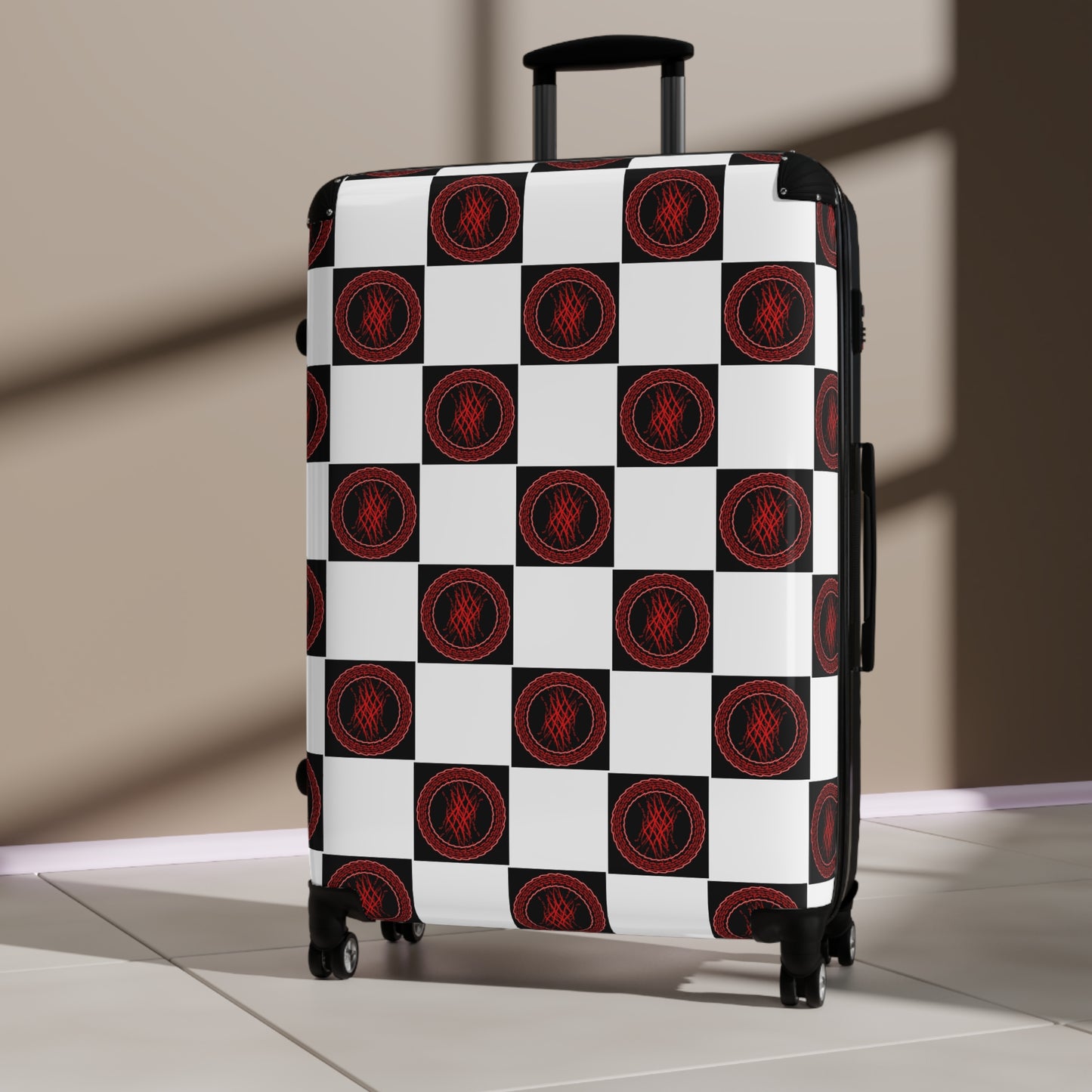 Stylish Travel Suitcase with Checkerboard Design, Perfect for Wanderlust, Summer Vacations, Business Trips, Weekend Getaways, Travel Lovers
