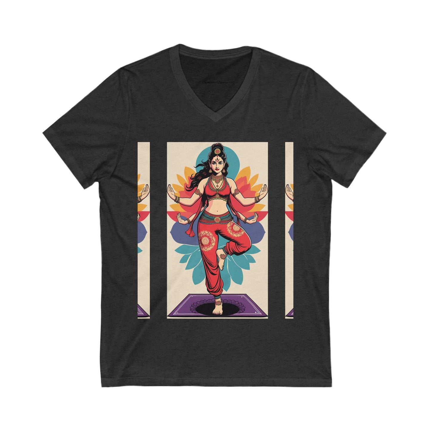 Colorful V-Neck Tee | Artistic T-Shirt, Unique Graphic Top, Casual Wear, Gift for Art Lovers, Summer Fashion