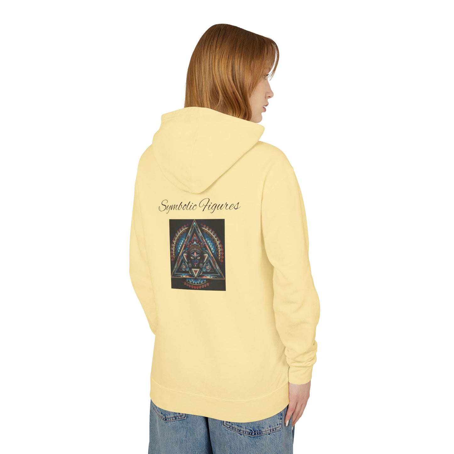 Vibrant Artistic Hoodie, Symbolic Figures Design, Lightweight Sweatshirt for Casual Wear, Unique Gift for Art Lovers, Cozy Unisex Clothing