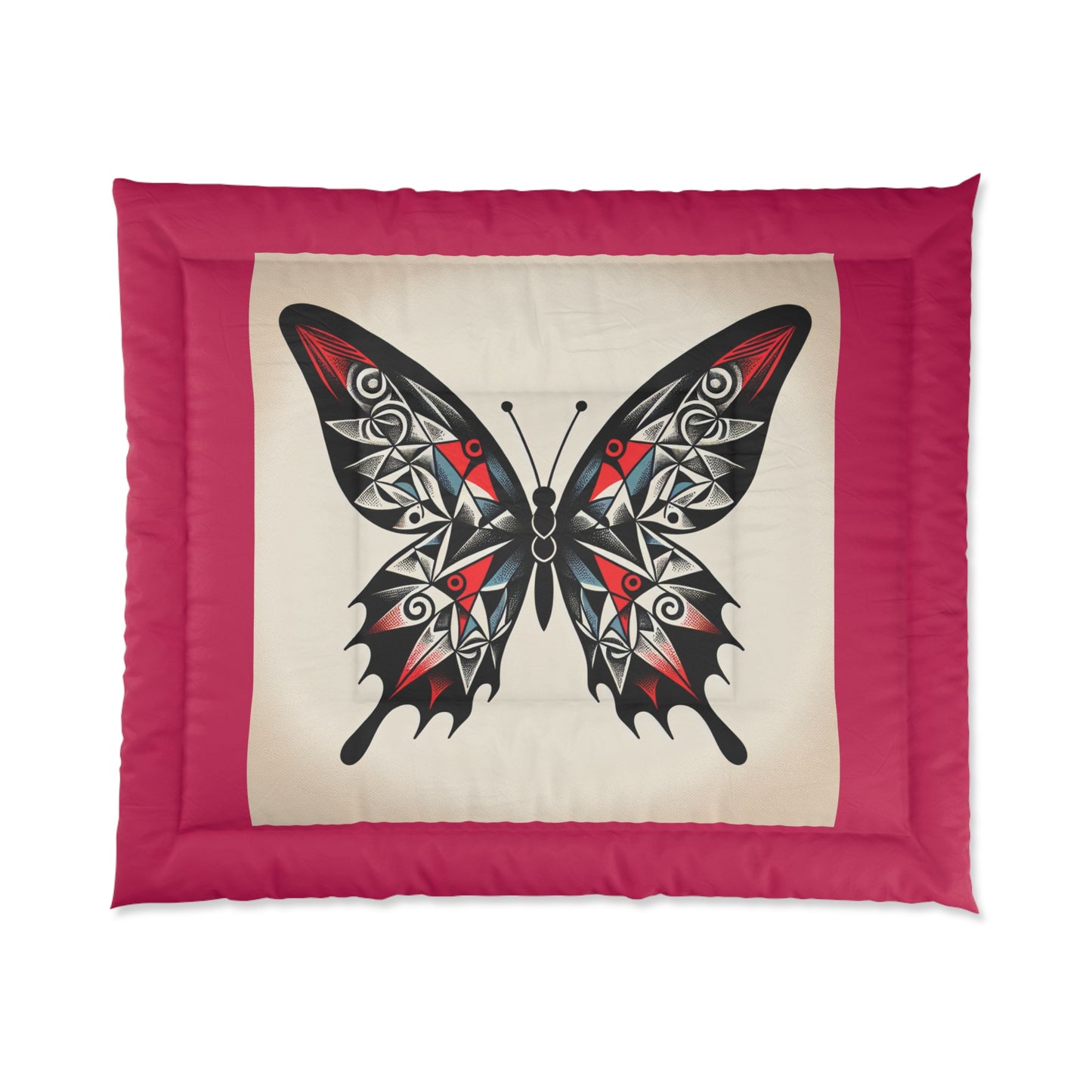 Butterfly Art Comforter, Bohemian Bedding, Unique Home Decor, Cozy Gift for Butterfly Lovers, Altar Textile, Artistic Quilt