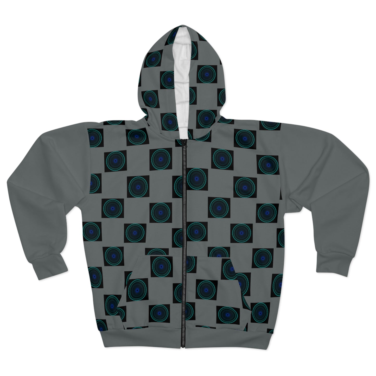 Geometric Print Unisex Zip Hoodie, Cozy Zip-Up Jacket, Stylish Layering Piece, Unique Patterned Hoodie, Perfect Gift for Men and Women