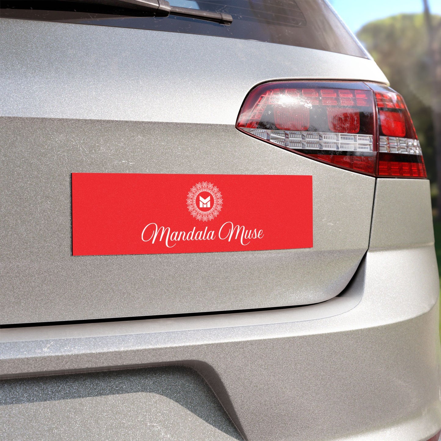Mandala Muse Red Logo Car Magnet — Decorative Brand Magnet for Cars